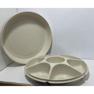 Tupperware Vintage Dip Snack Party Holiday Vegetable Tray 1665-3 with Lid 1666-3